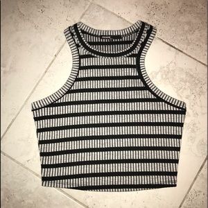 Black & Grey Stripped & Ribbed crop top